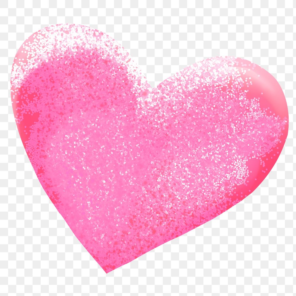 Pink glitter heart png sticker, transparent background