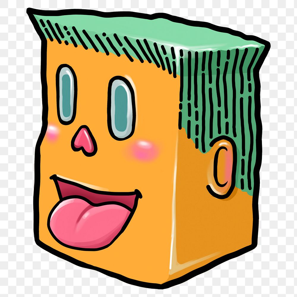 Tongue out man cartoon png sticker, transparent background