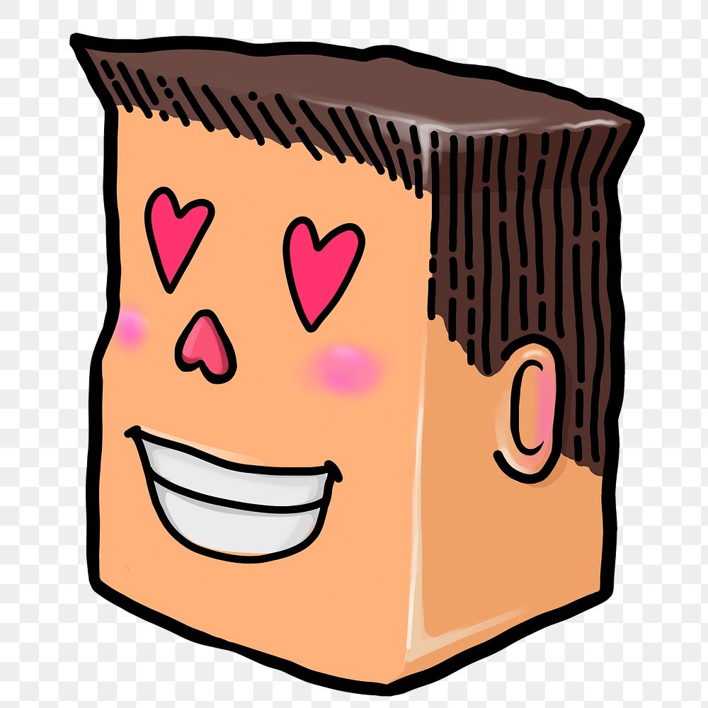Heart-eyes man cartoon png sticker, transparent background