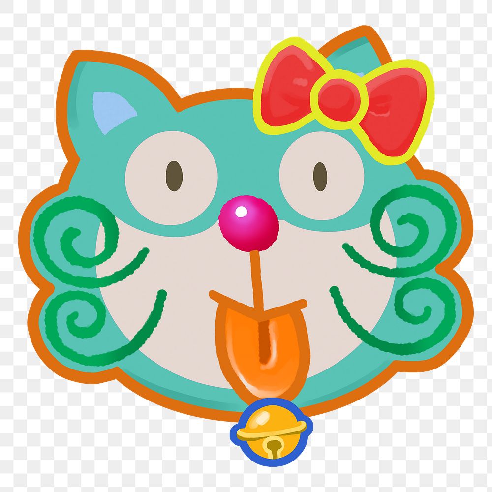 Funny cat cartoon png sticker, transparent background