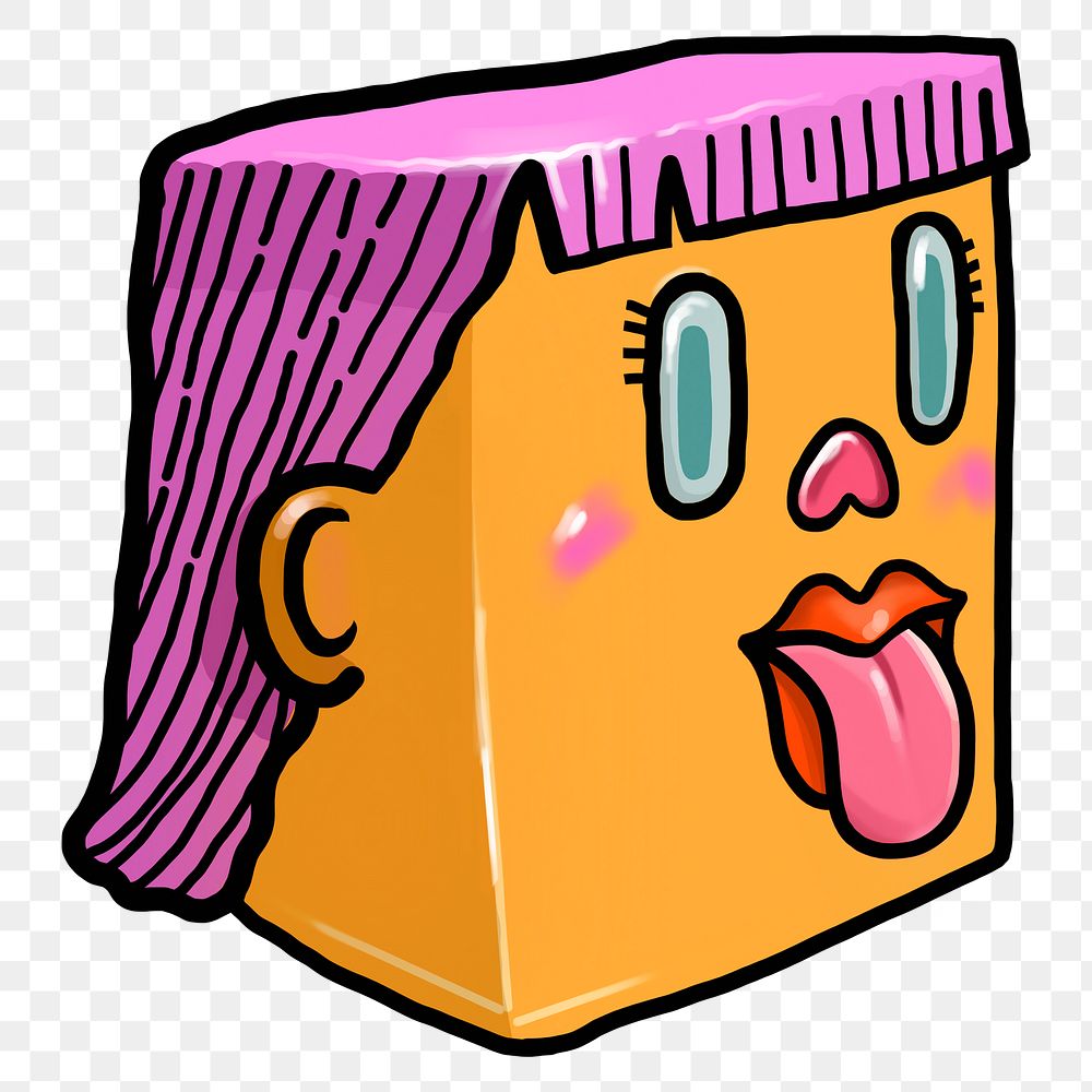 Tongue out woman cartoon png sticker, transparent background