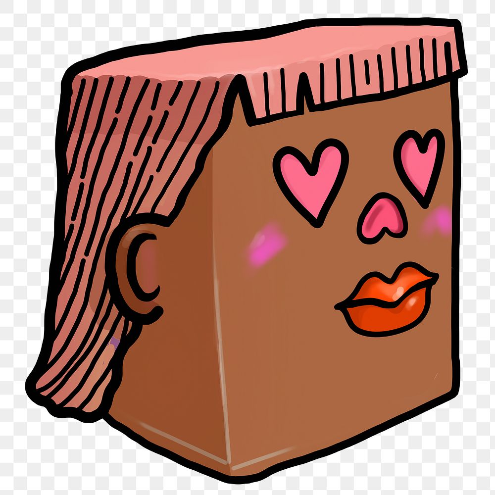 Heart-eyes woman cartoon png sticker, transparent background