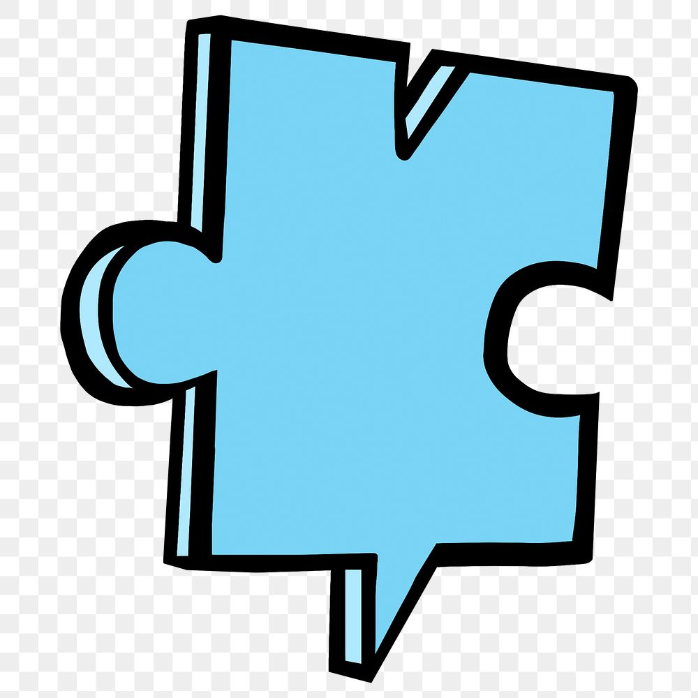 Blue puzzle piece png sticker, transparent background