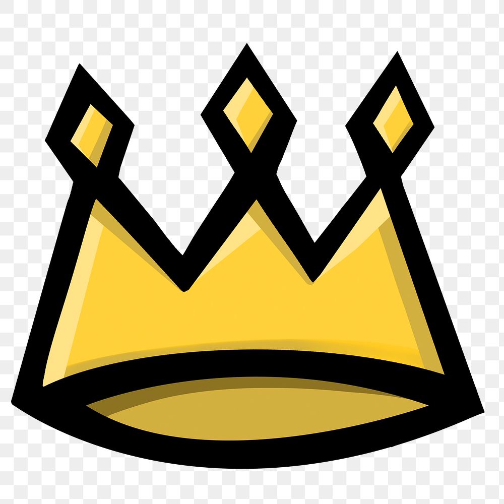 Gold crown icon png sticker, transparent background