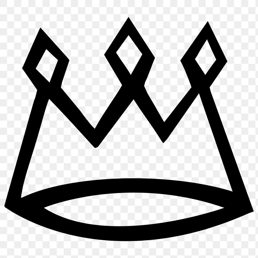 Crown doodle icon png sticker, transparent background