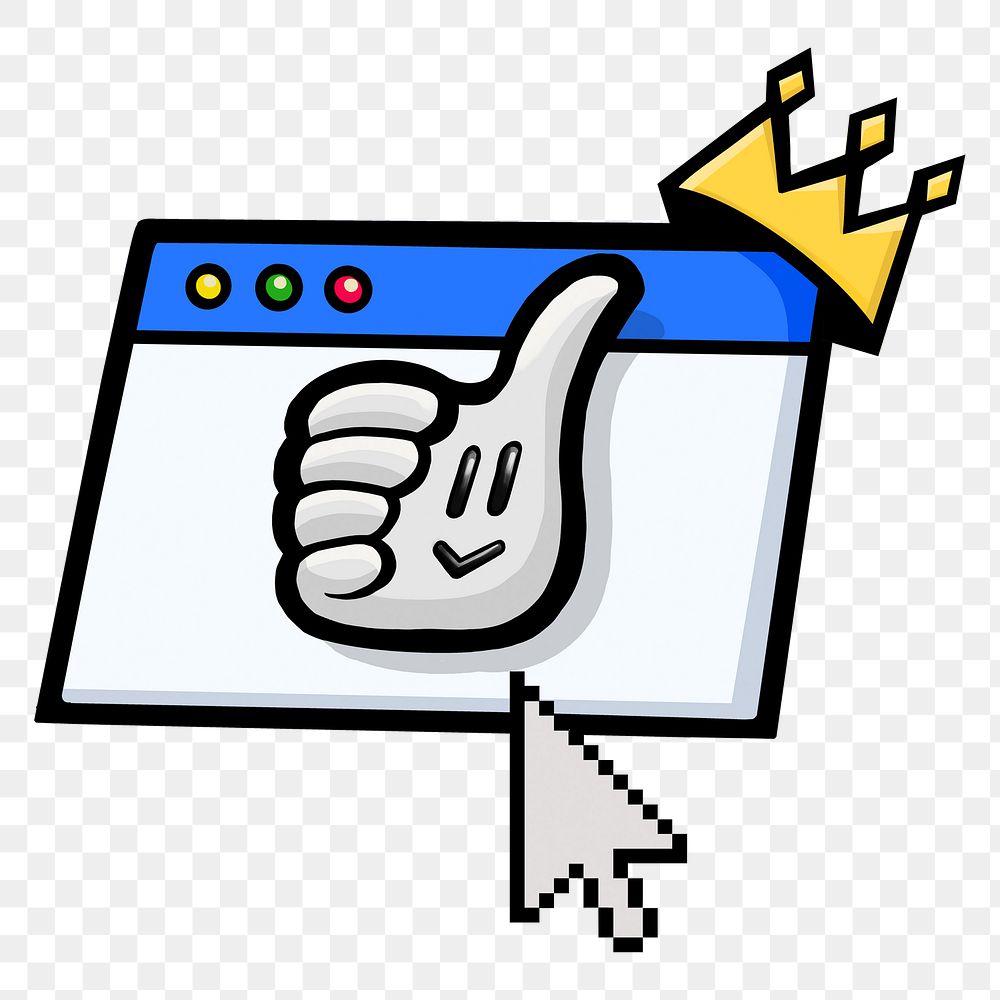 Thumbs up crown png sticker, transparent background