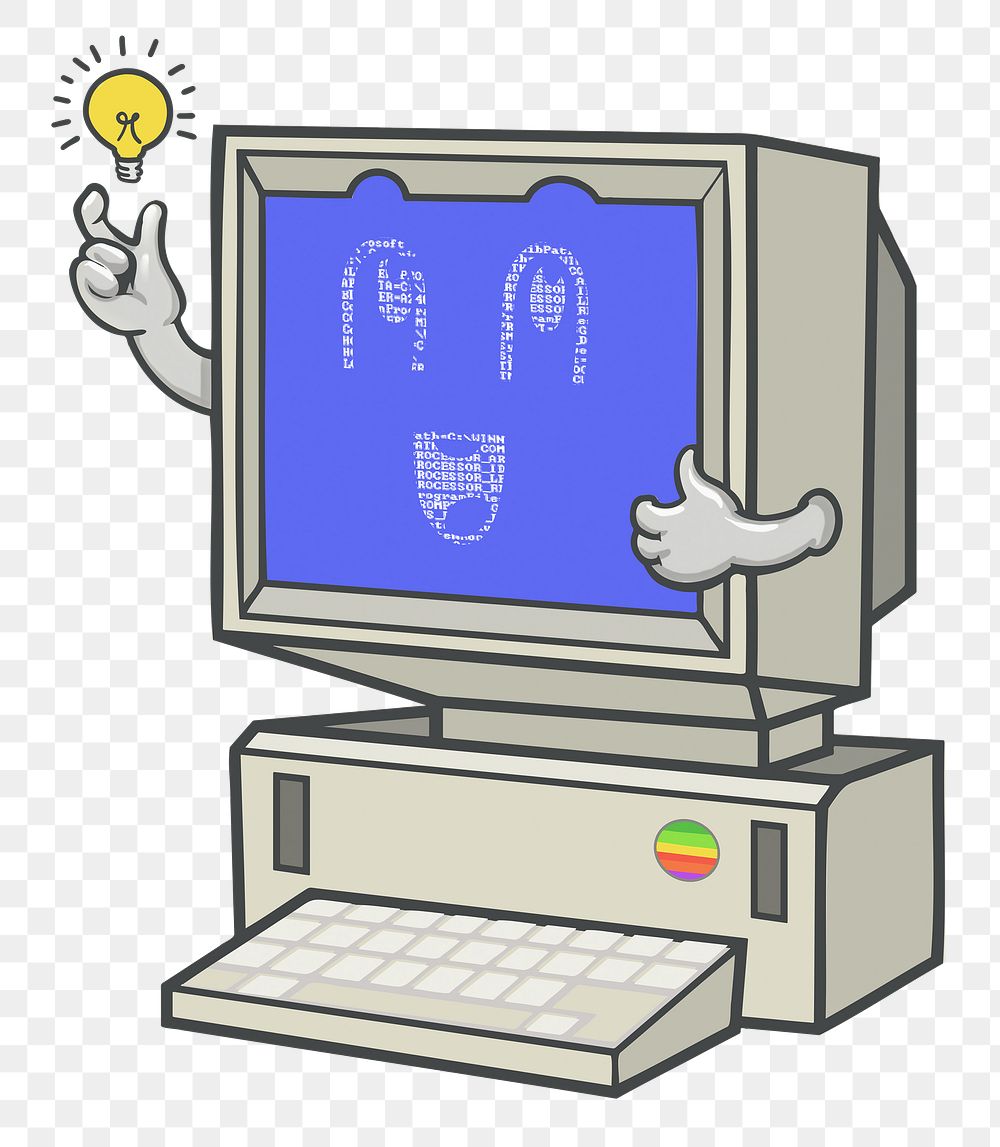 Computer light bulb png sticker, transparent background