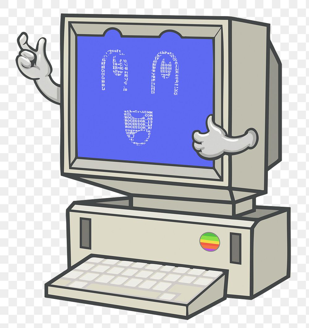 Y2k computer cartoon png sticker, transparent background