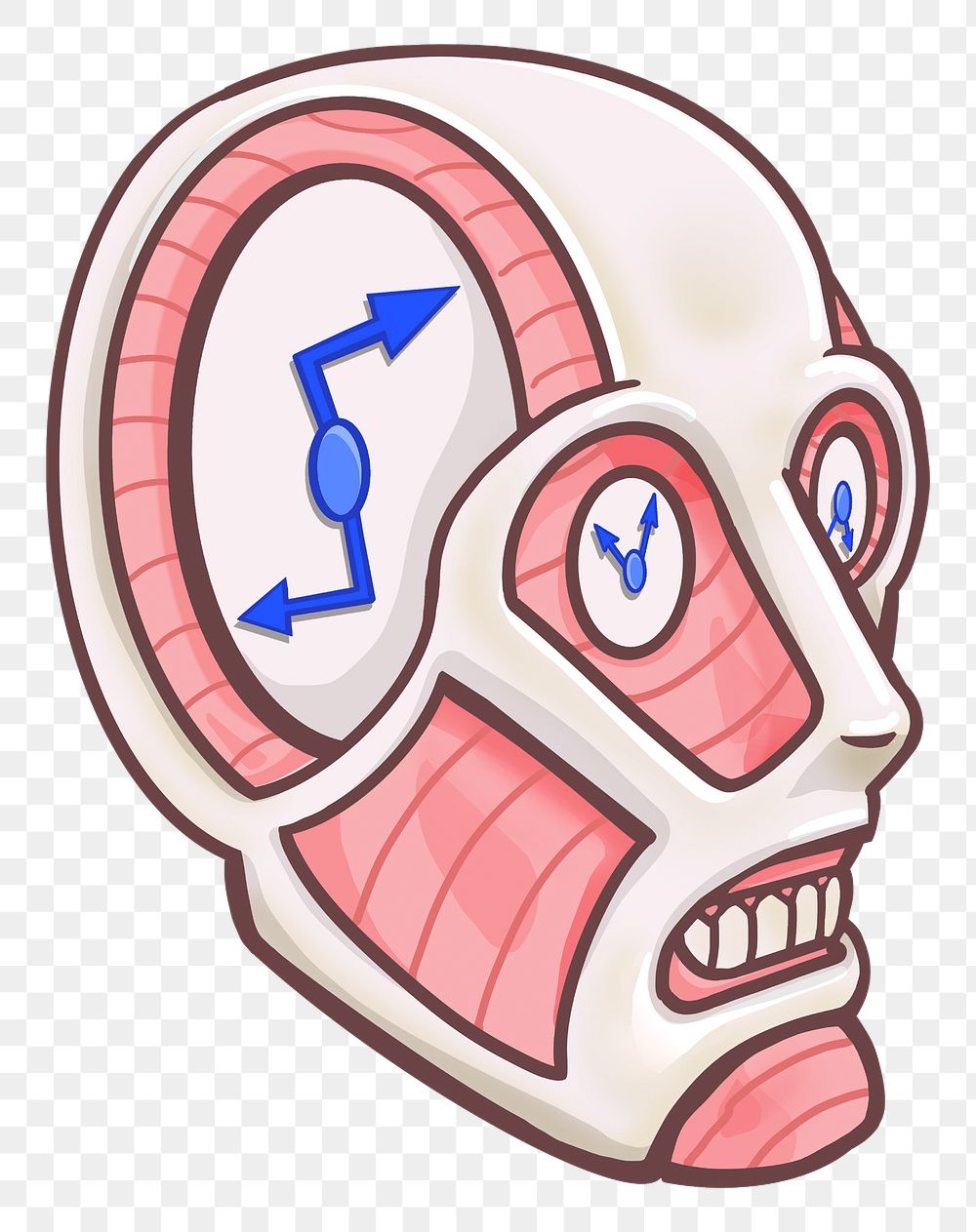 Clock head man png sticker, transparent background