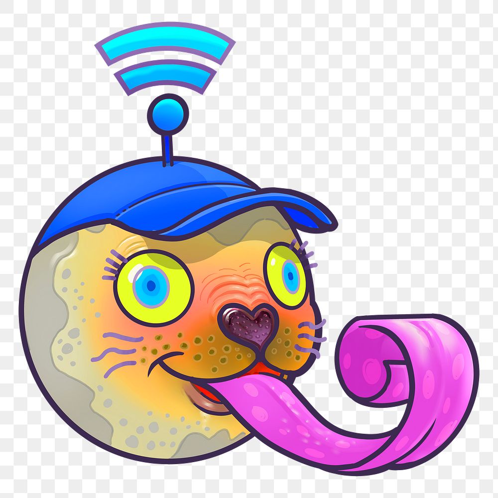 Wifi head seal png sticker, transparent background