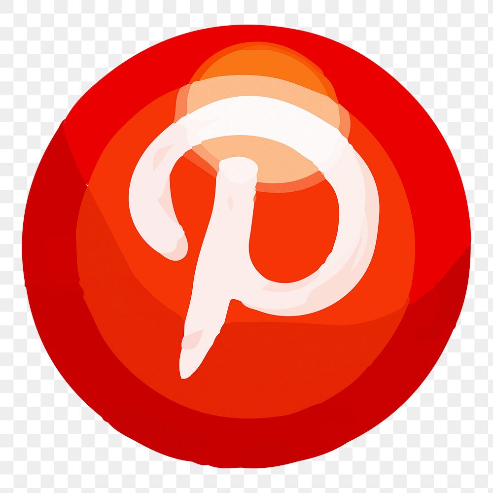 Pinterest icon for social media in cute design png, transparent background. 12 JANUARY 2023 - BANGKOK, THAILAND
