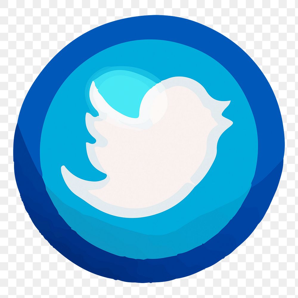Twitter icon for social media in cute design png, transparent background. 12 JANUARY 2023 - BANGKOK, THAILAND