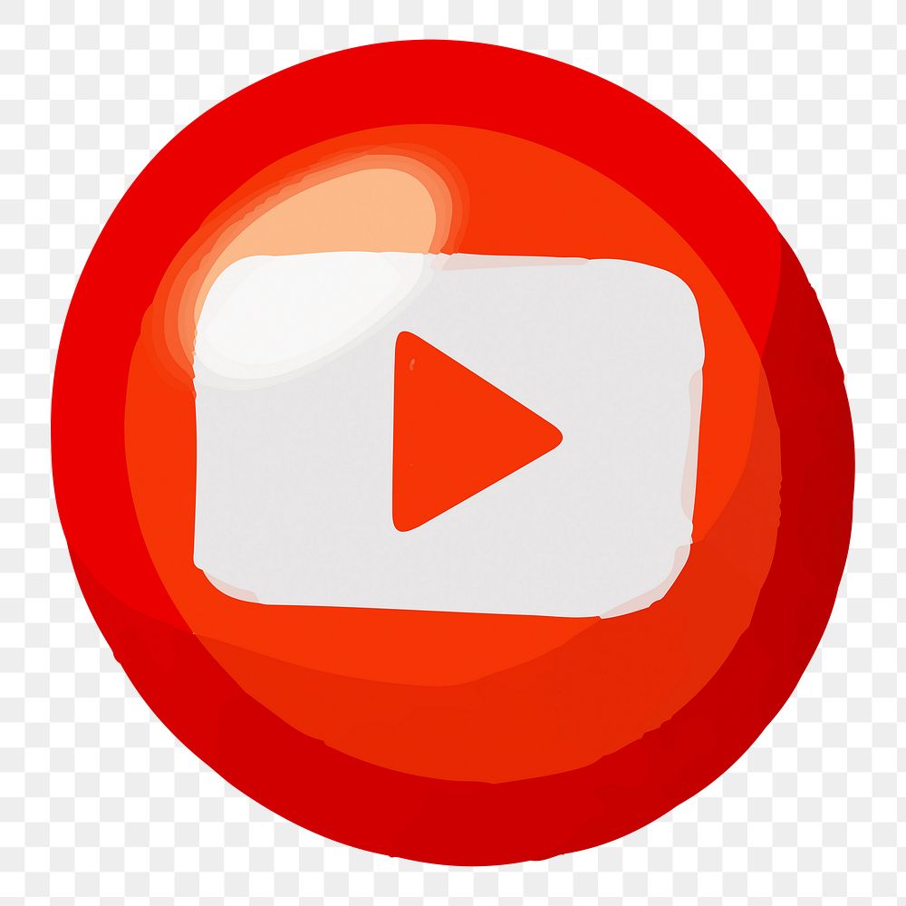 YouTube icon for social media in cute design png, transparent background. 12 JANUARY 2023 - BANGKOK, THAILAND