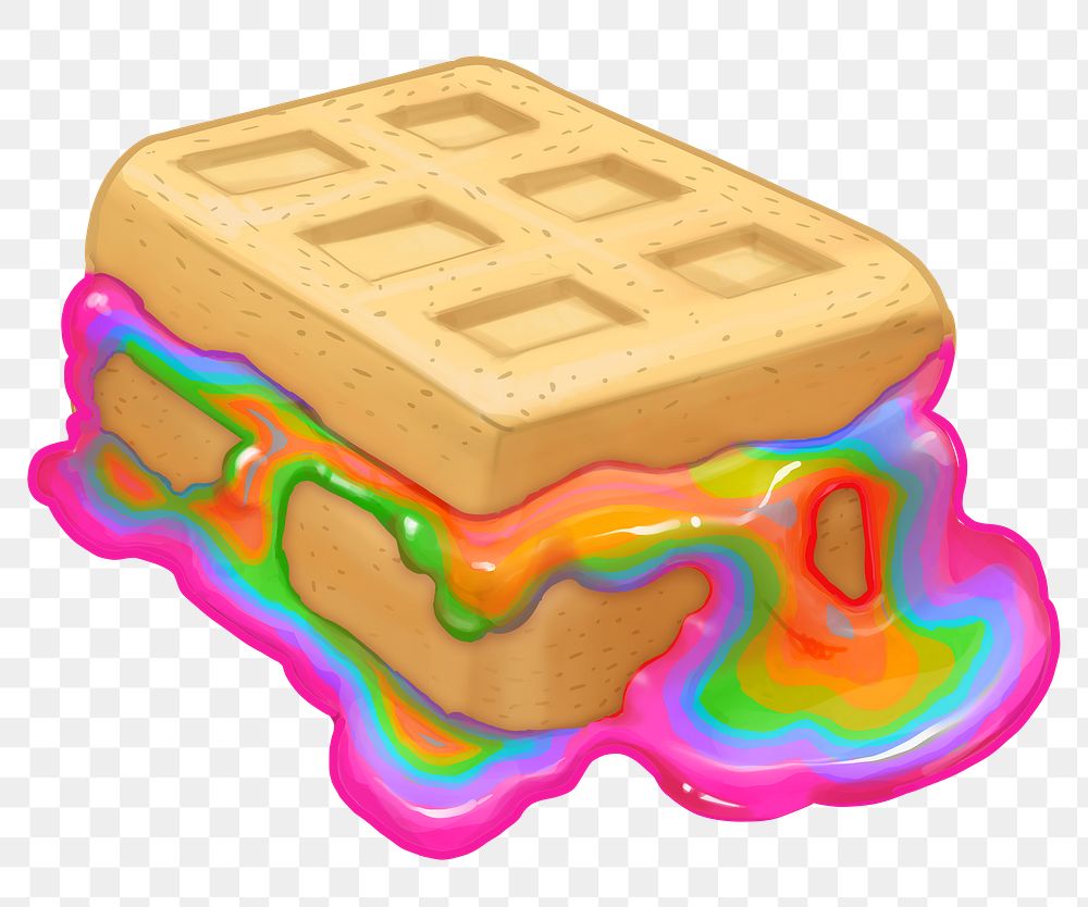 Rainbow waffle sandwich png sticker, transparent background