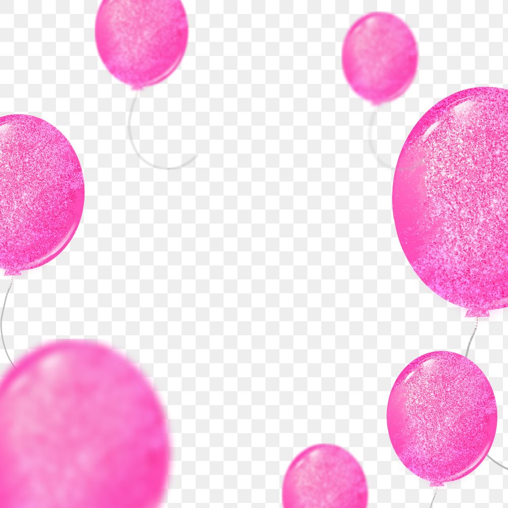 Pink balloons png frame, transparent background