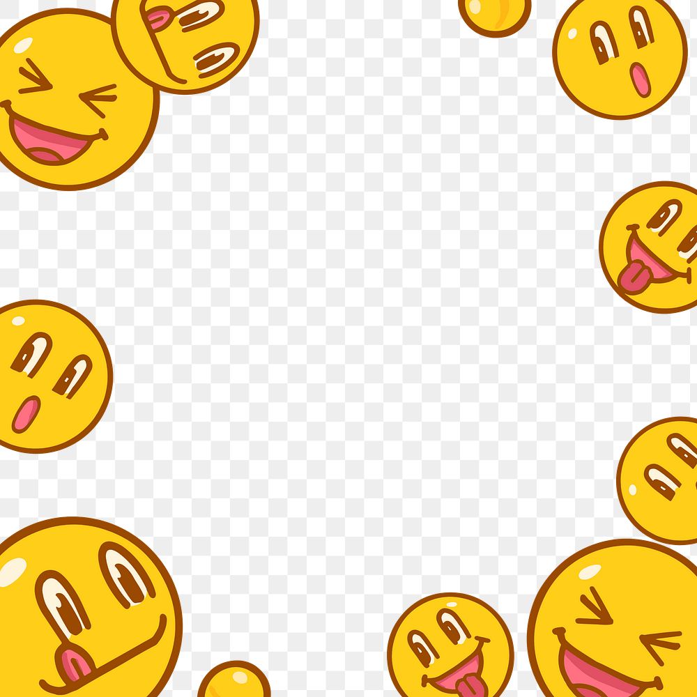 Funky emoticons png frame, transparent background