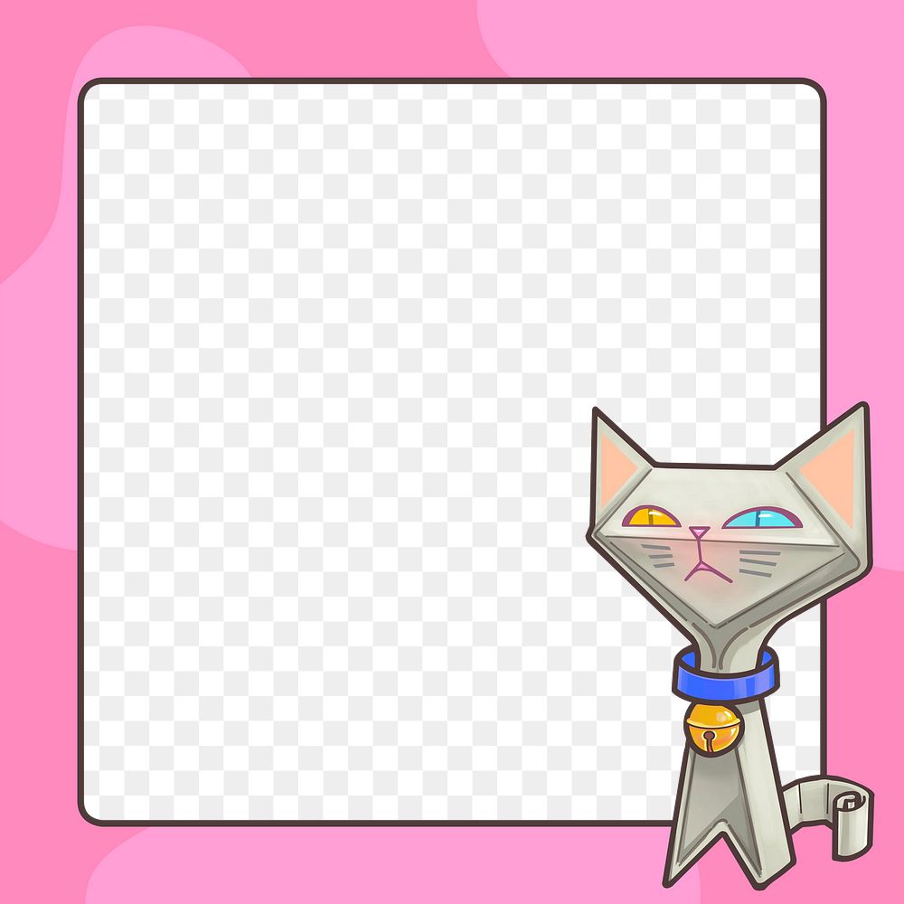 Pink cat png frame, transparent background