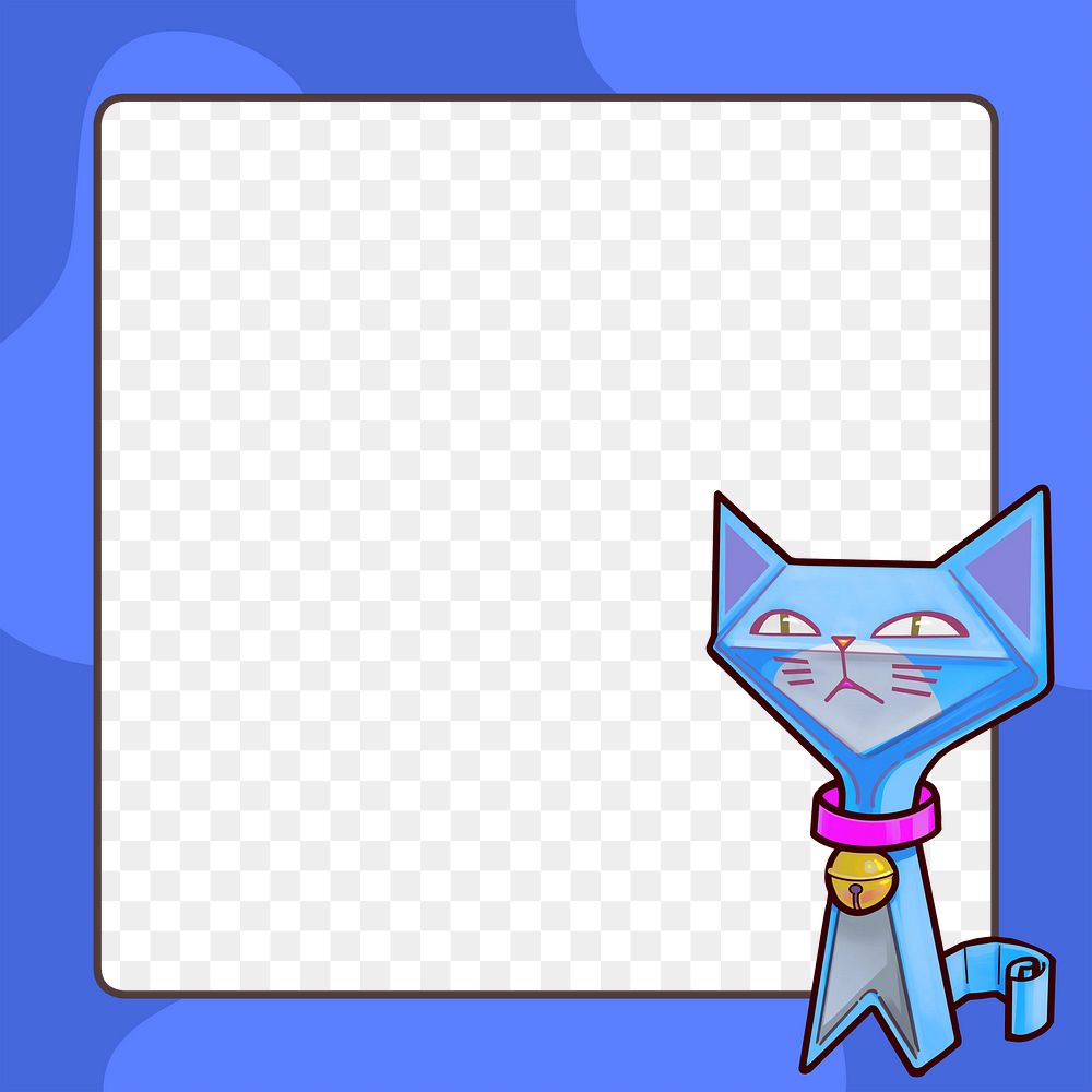 Blue cat png frame, transparent background