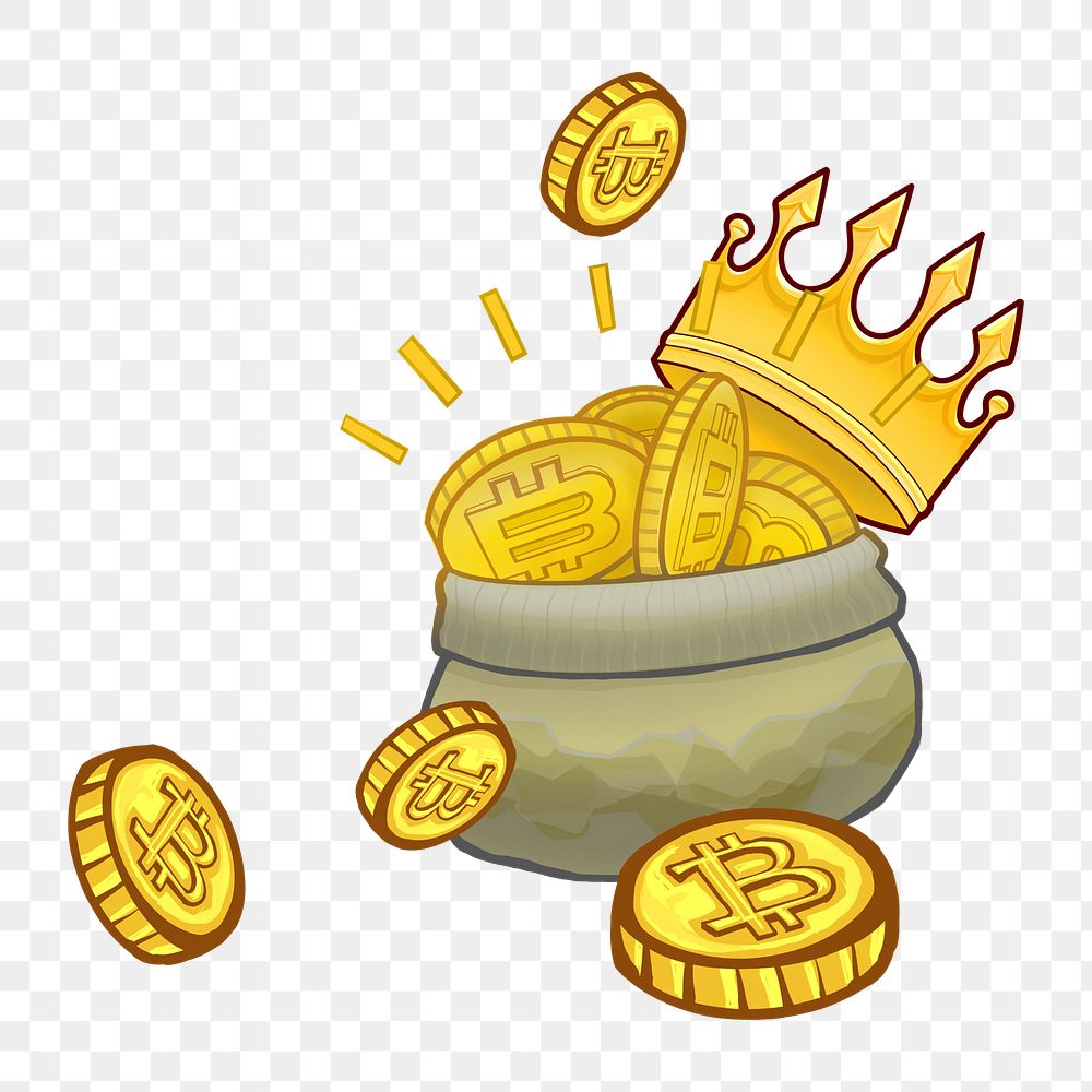 Bitcoin money bag png sticker, transparent background