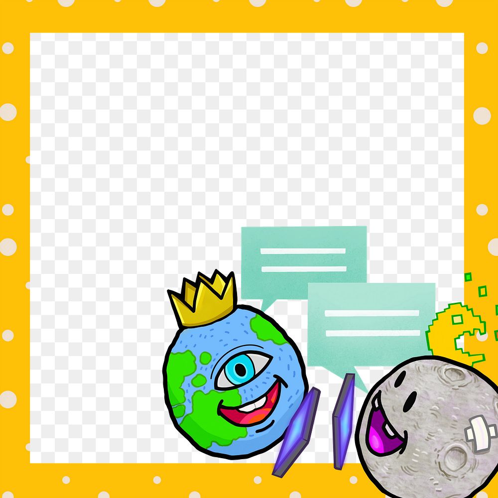 Yellow globe png frame, transparent background