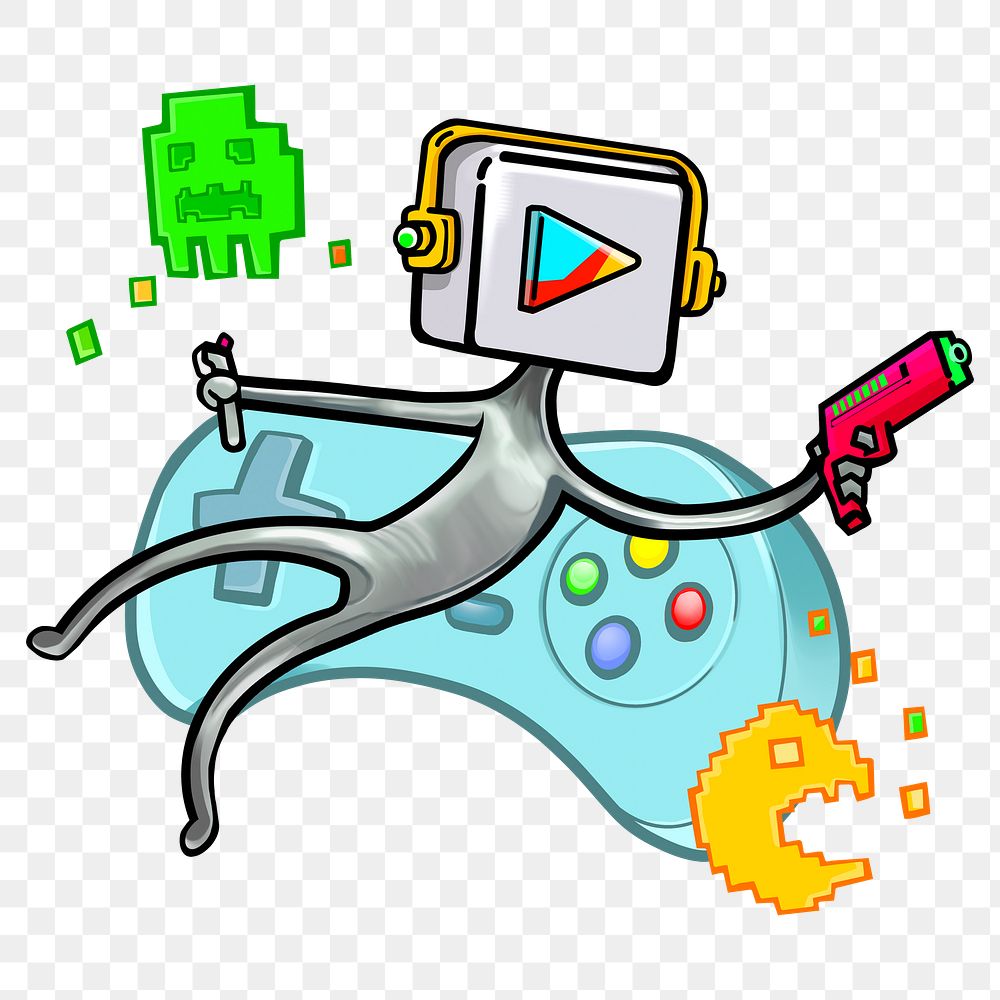 Floating gamer png VR technology sticker, transparent background