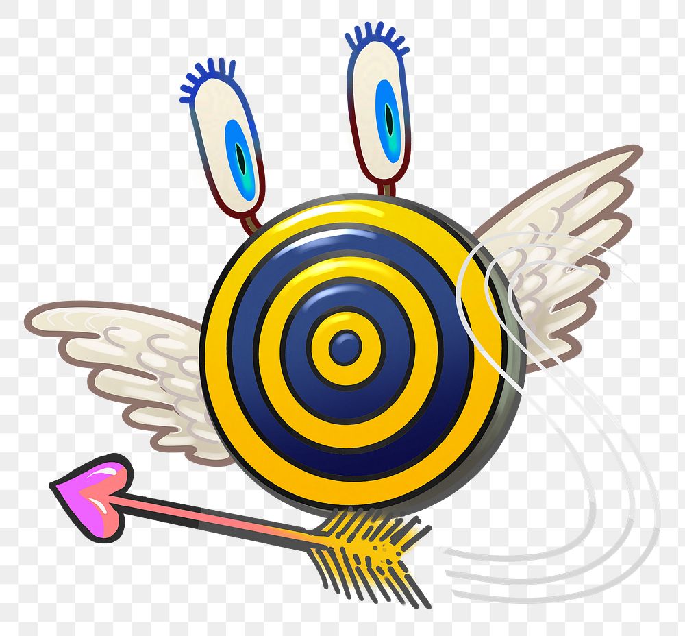 Flying target cartoon png sticker, transparent background