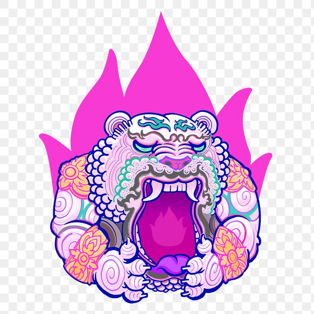 Roaring Chinese tiger png sticker, transparent background