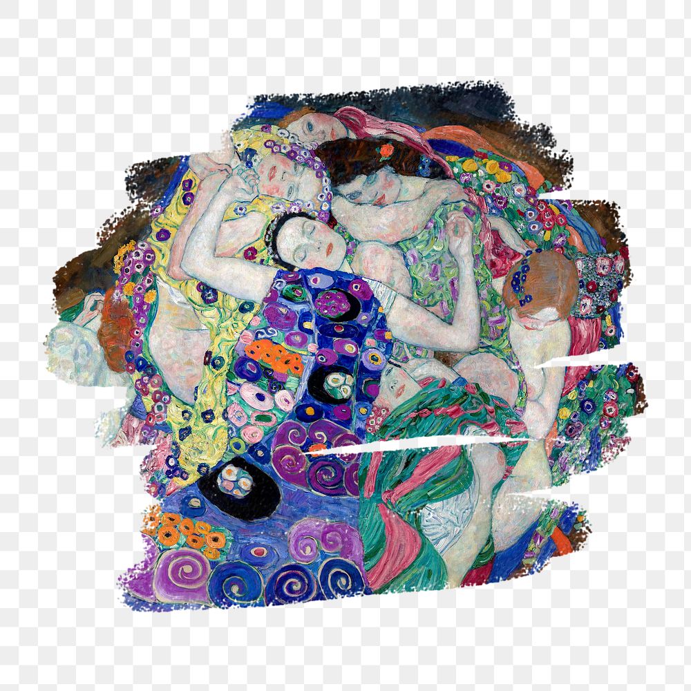 Brushstroke png Gustav Klimt's The Virgin artwork sticker, transparent background, remixed by rawpixel