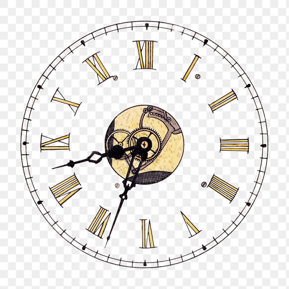 Clock dial png on transparent background, remixed by rawpixel