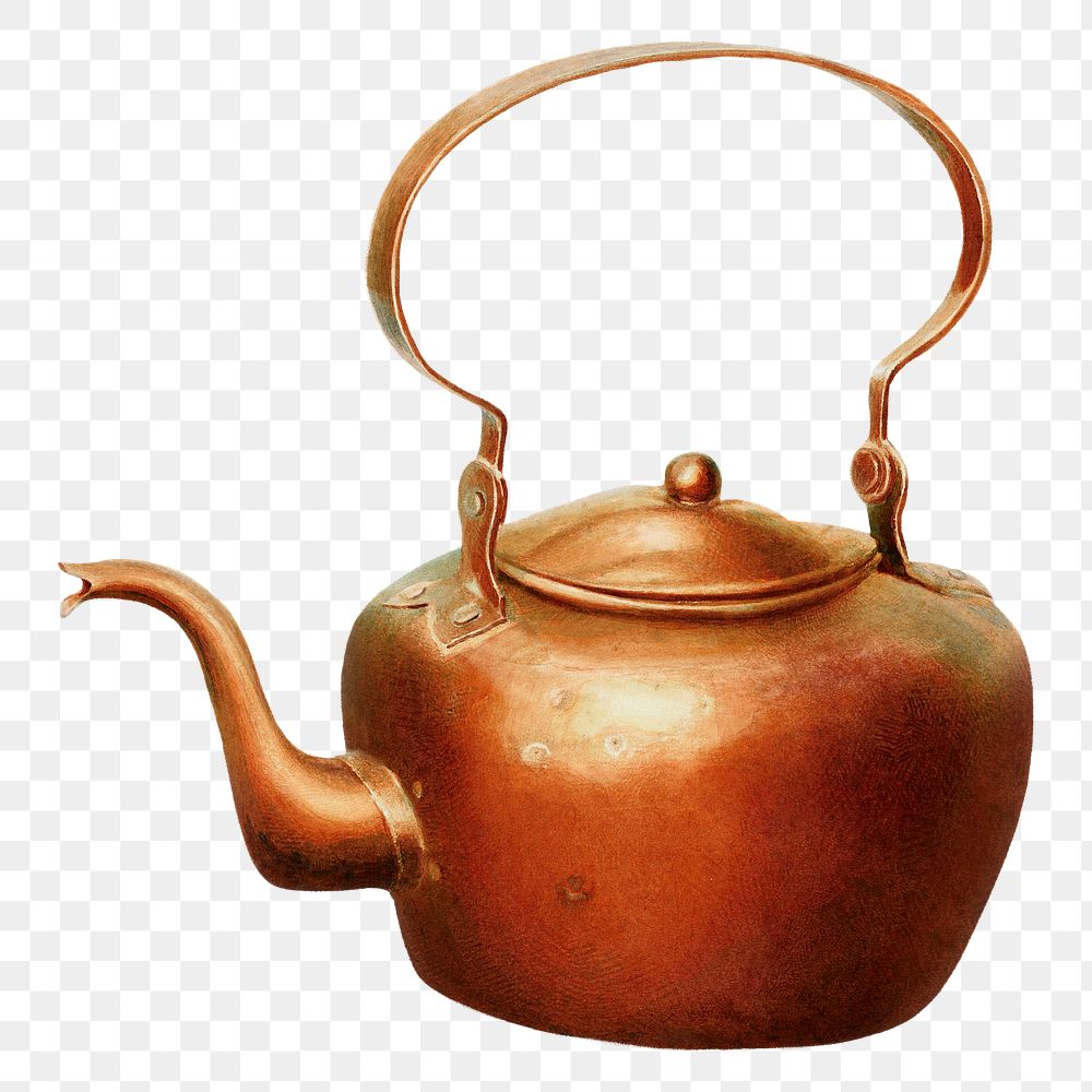 Copper kettle png on transparent background, remixed by rawpixel