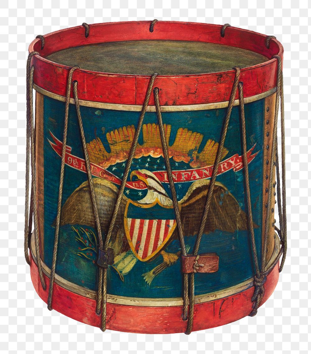 Civil War drum png on transparent background, remixed by rawpixel