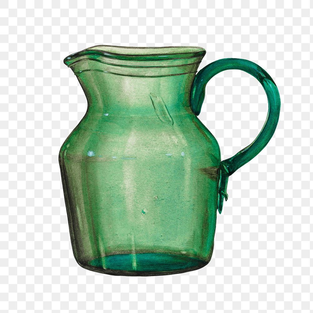 Green pitcher png on transparent background, remixed by rawpixel