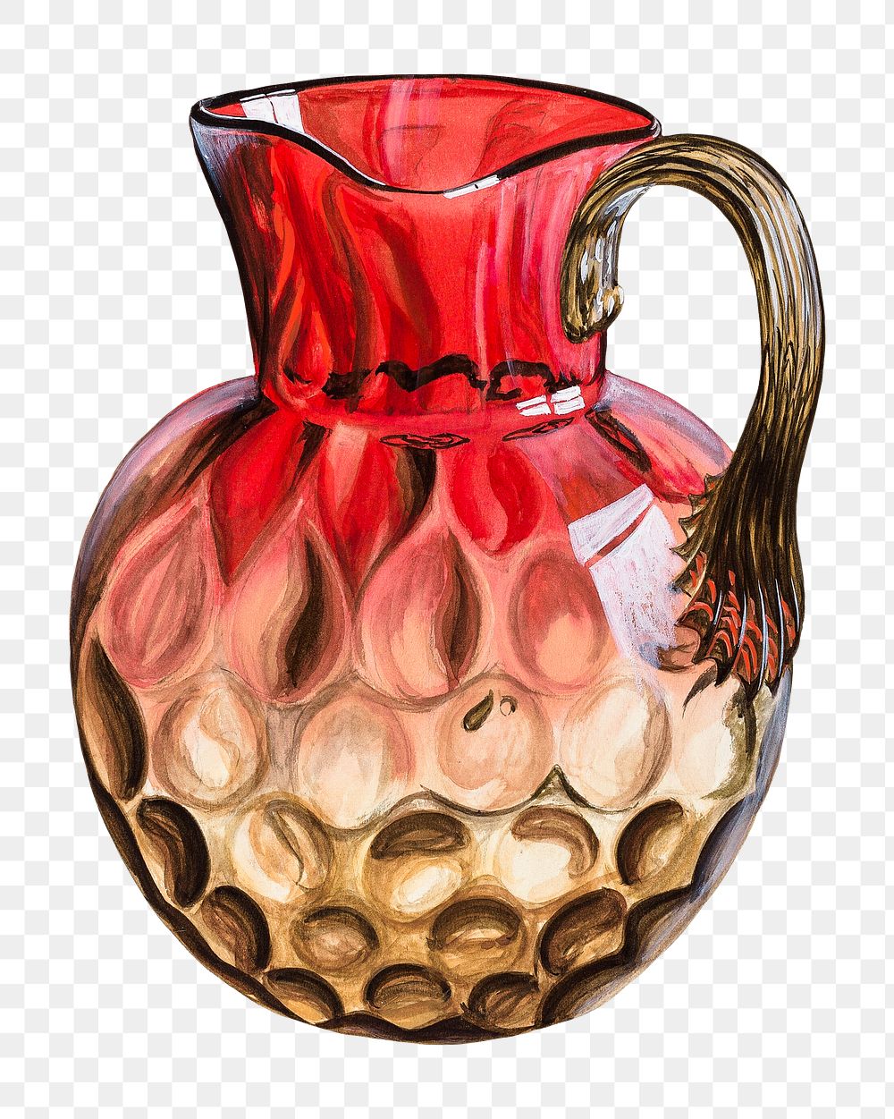 Red pitcher png on transparent background, remixed by rawpixel