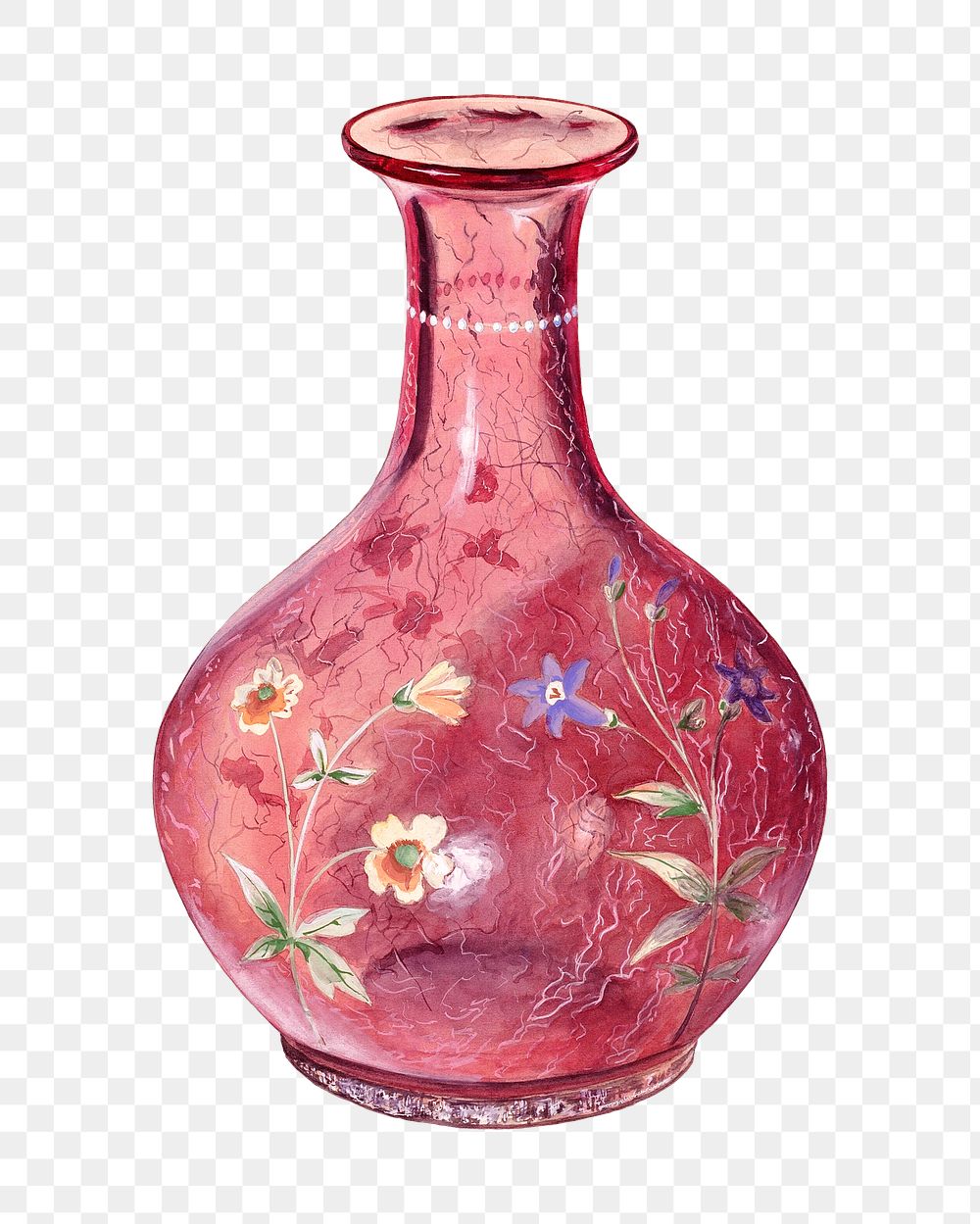 Red China vase png sticker, transparent background, remixed by rawpixel