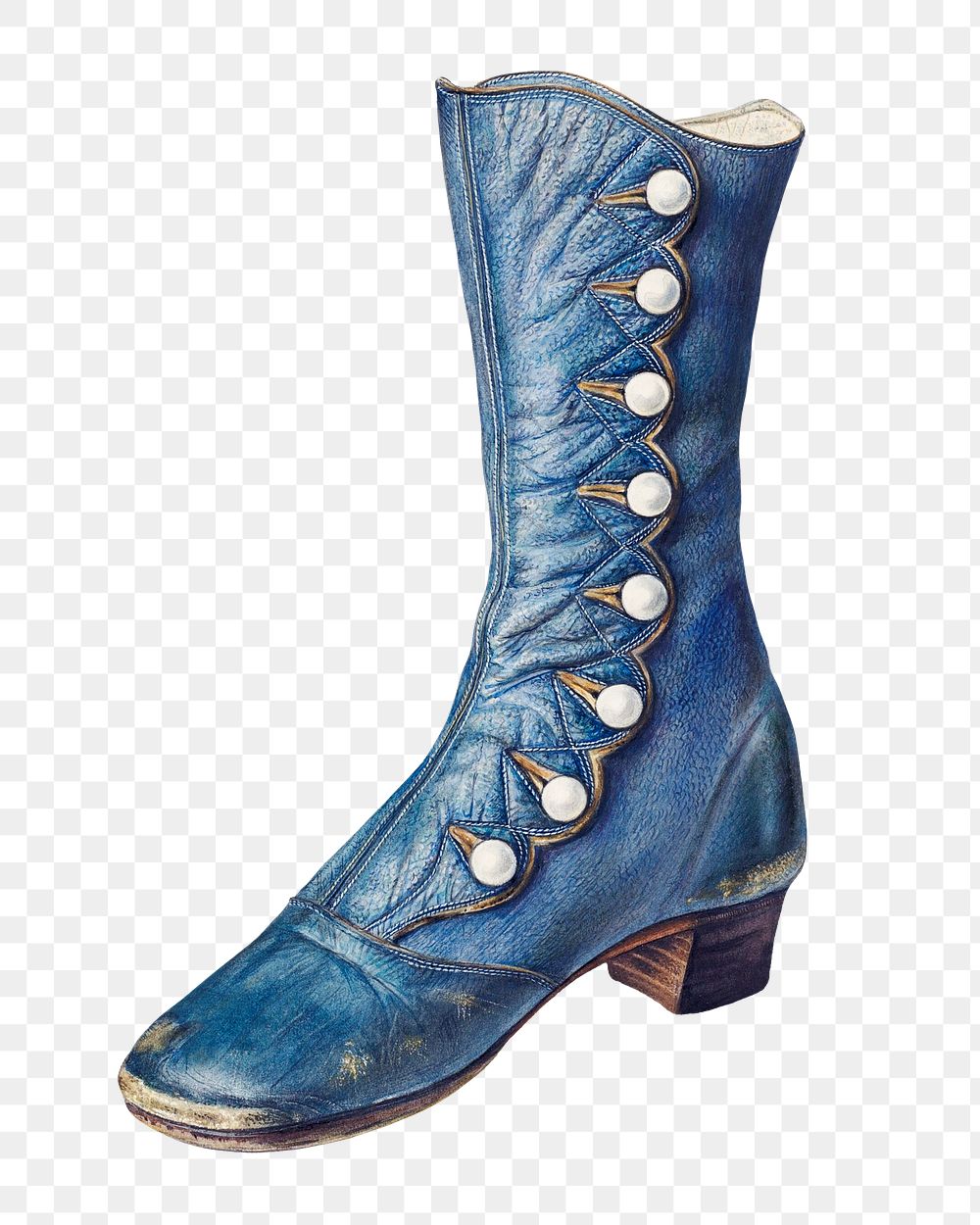 Blue child's boots png on transparent background, remixed by rawpixel