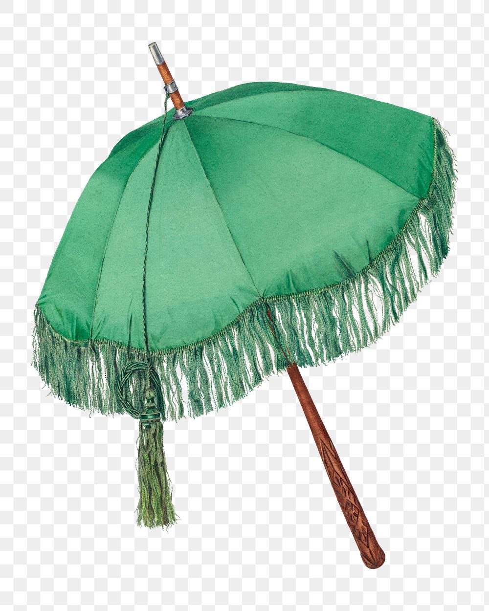 Green parasol png on transparent background, remixed by rawpixel