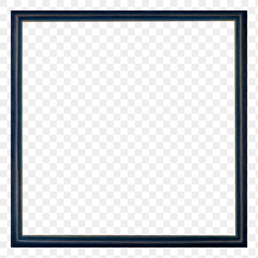 Square frame png wooden dark blue sticker, transparent background. Remastered by rawpixel.