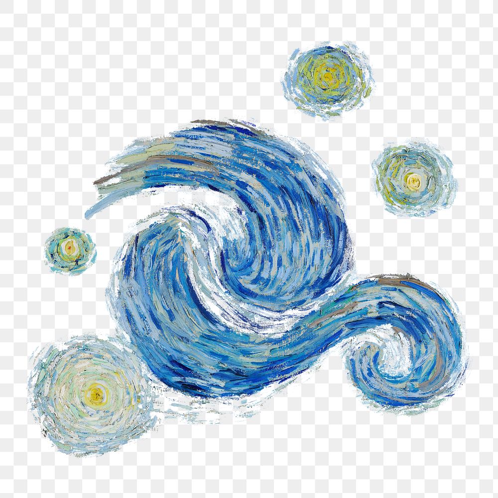 The Starry Night png Van Gogh's famous painting sticker, transparent background, remixed by rawpixel