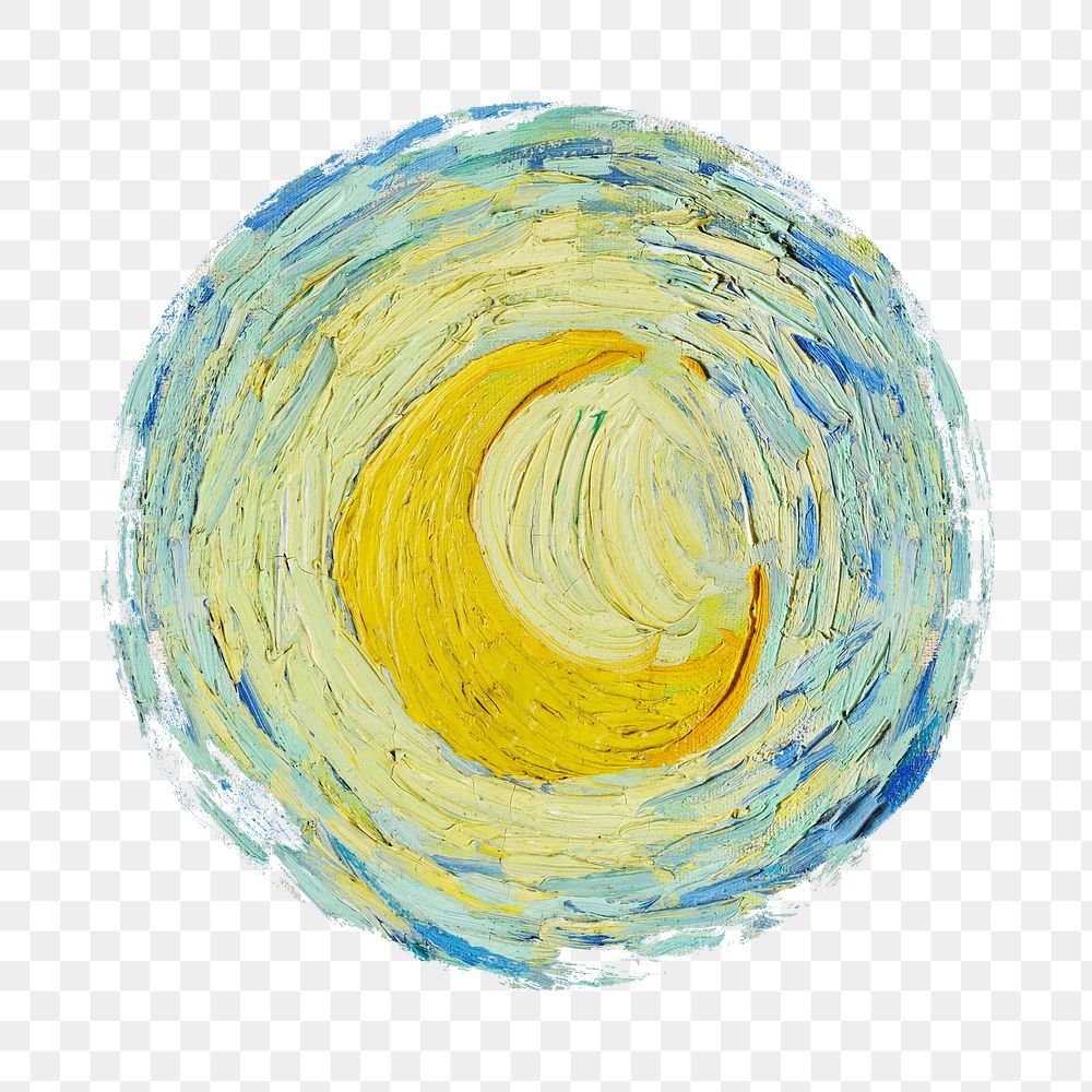 Van Gogh's png The Starry Night's crescent moon sticker, transparent background, remixed by rawpixel