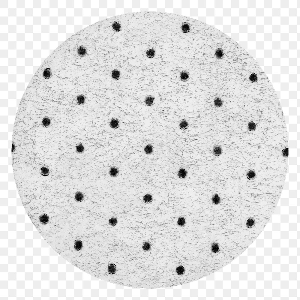 Polka dot badge png gray round shape, transparent background