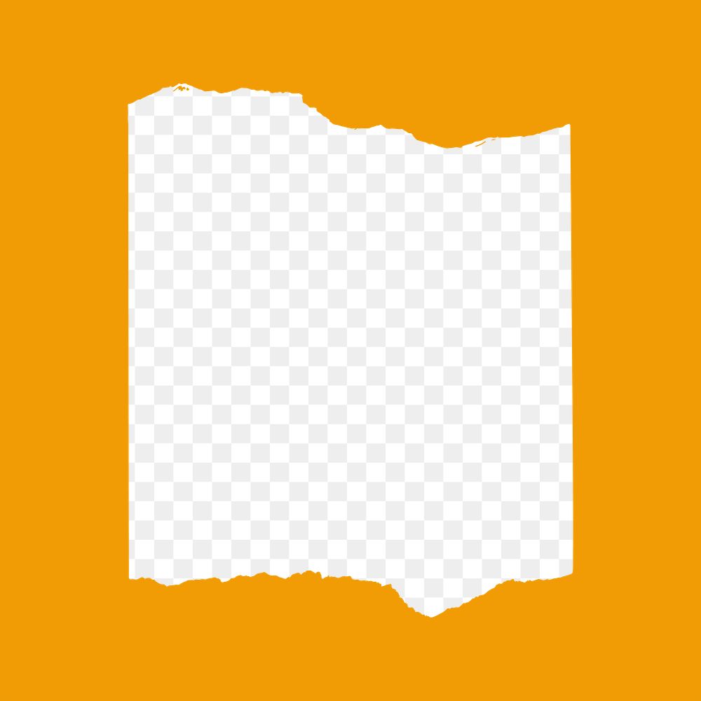 Ripped paper png frame transparent, orange background