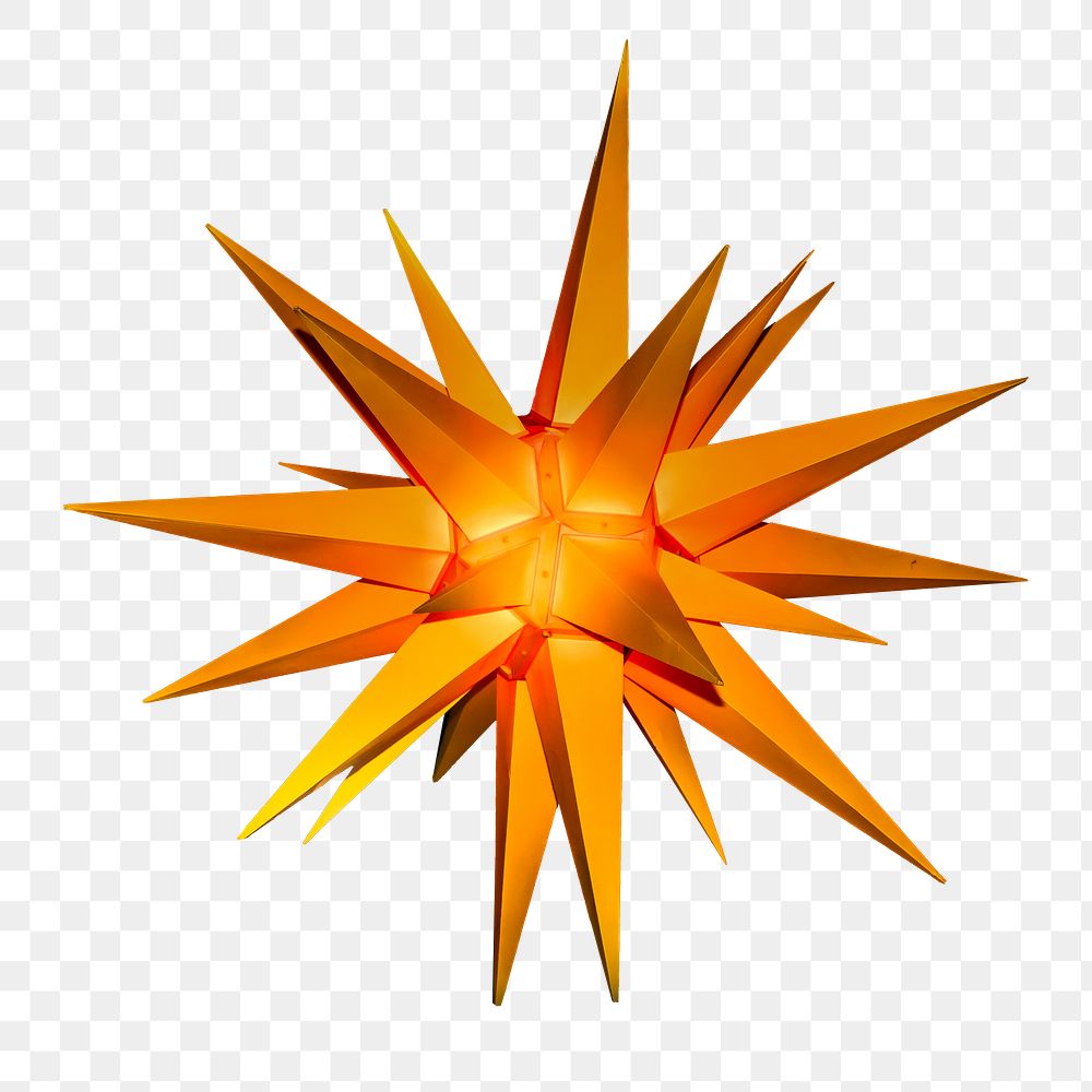 Orange pointy star png sticker, transparent background