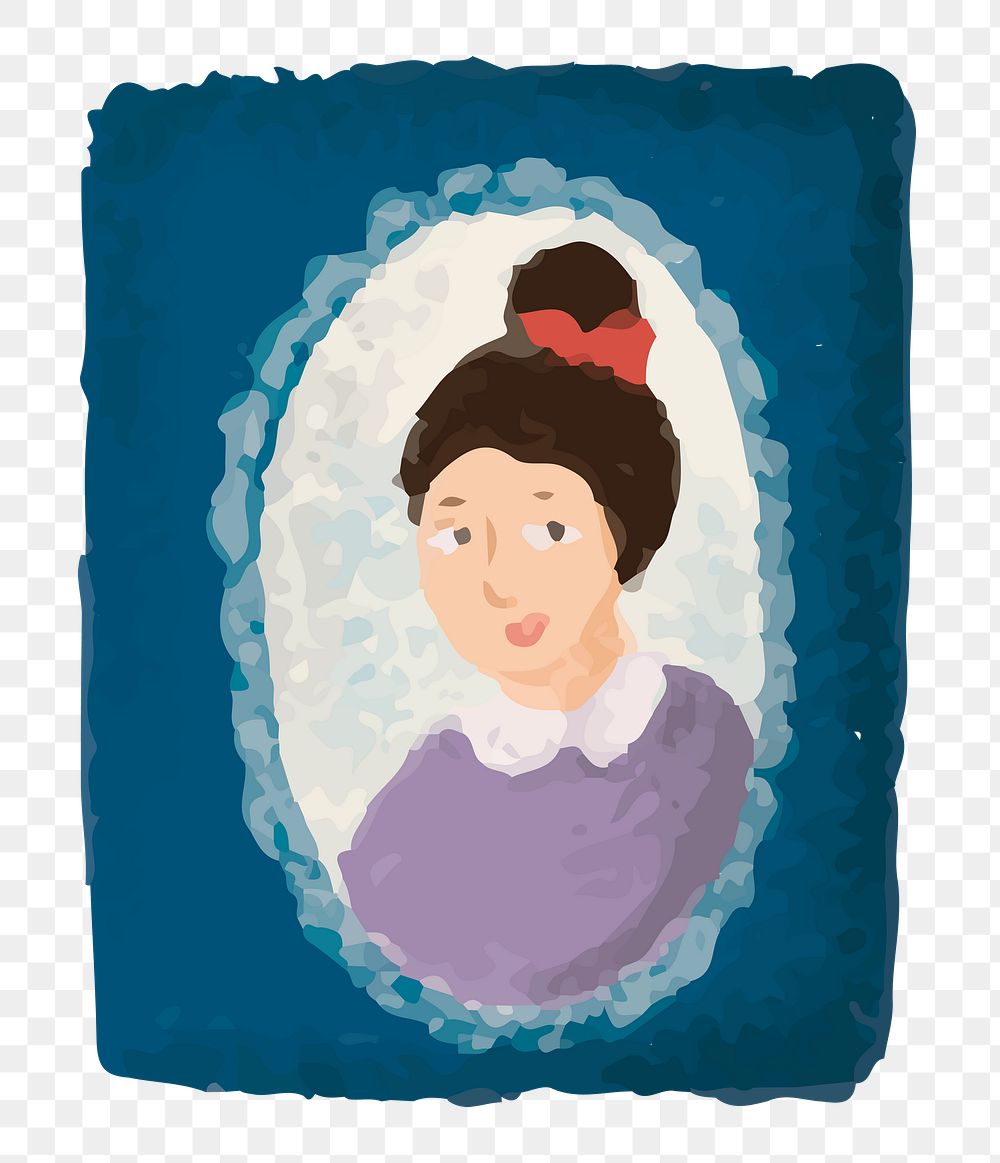 Framed woman's portrait png sticker, transparent background