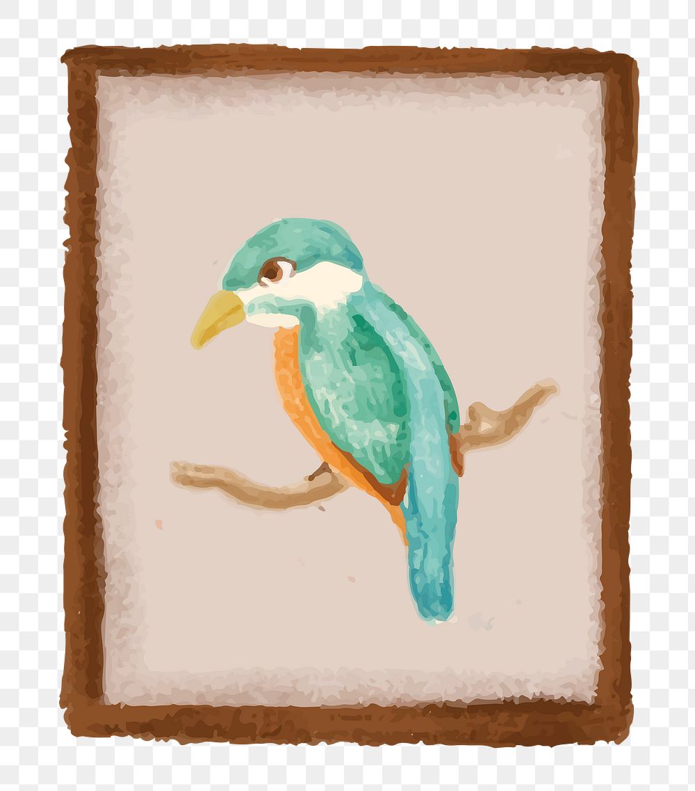Framed bird photo png sticker, transparent background