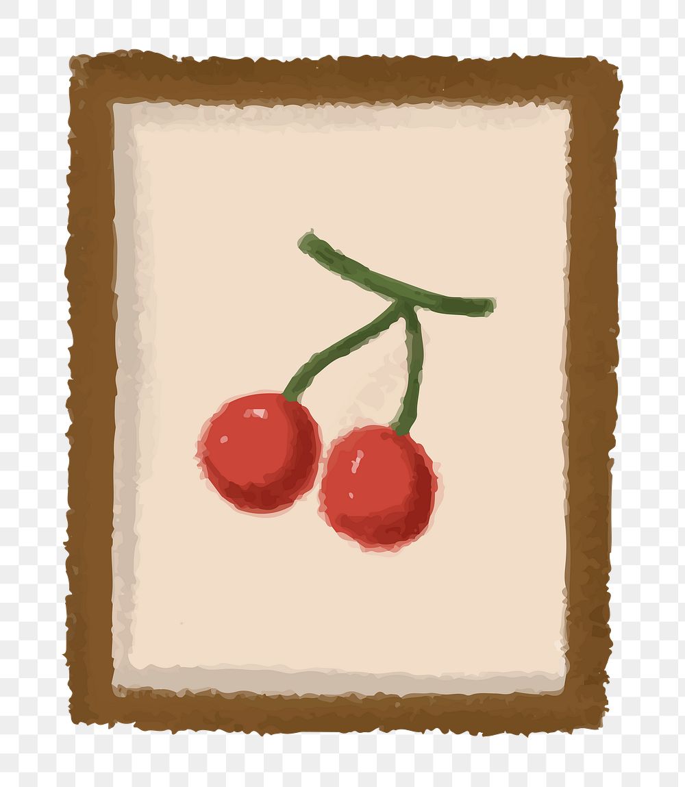 Framed cherry photo png sticker, transparent background