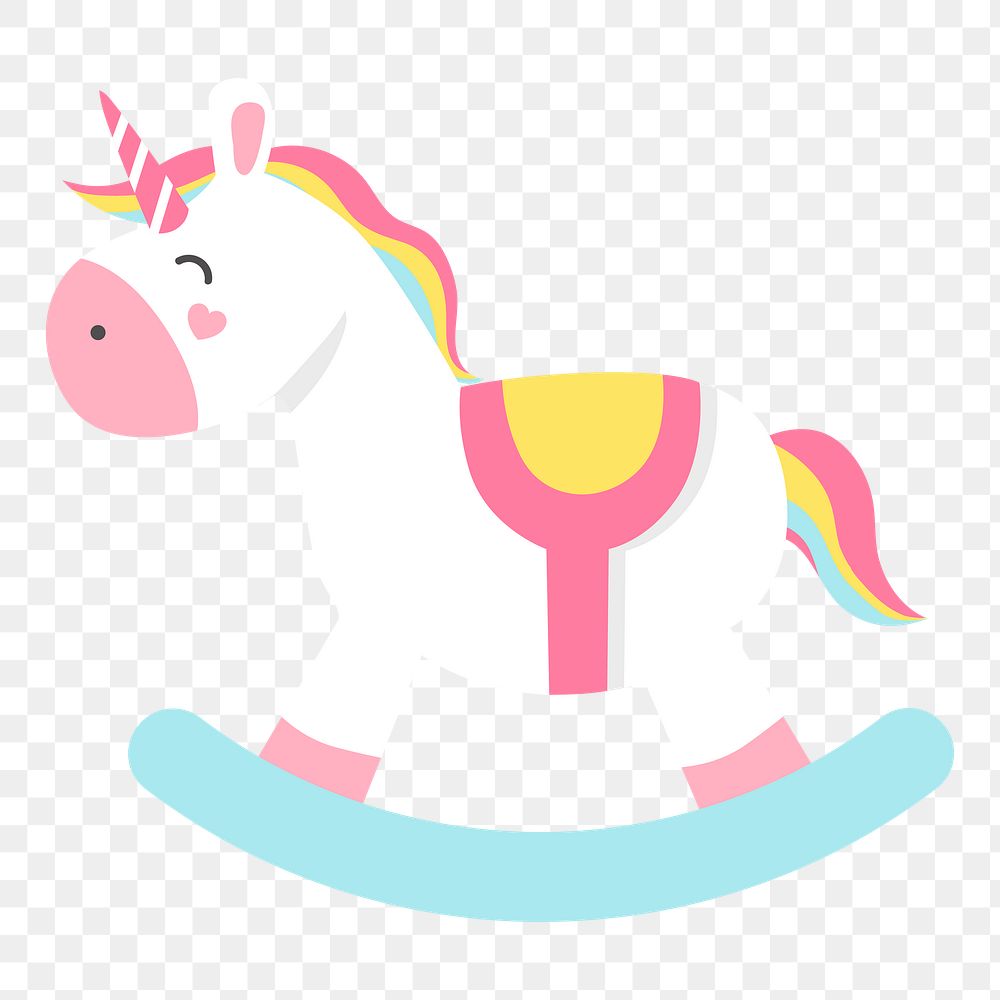 Unicorn rocking chair png sticker, transparent background