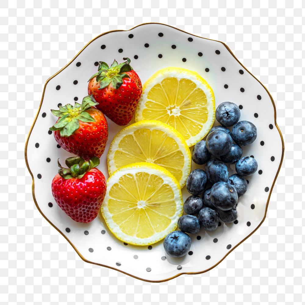 Mix fruits plate png sticker, food isolated image, transparent background