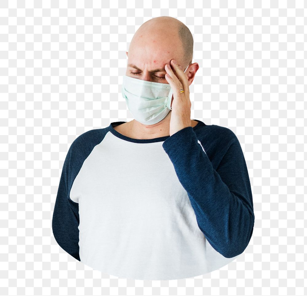 Png sick man wearing mask sticker isolated image, transparent background