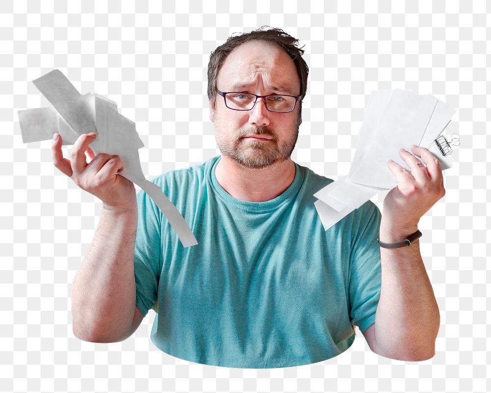 Man with bills png sticker isolated image, transparent background