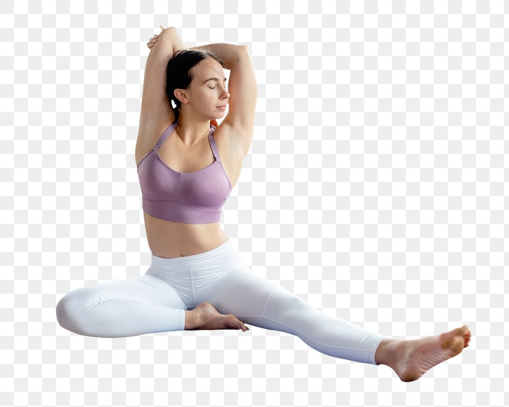 Woman doing yoga png sticker isolated image, transparent background